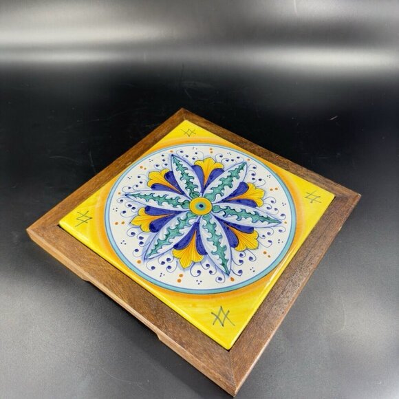 Pascal Ravello Pottery Italy Square Hand Painted Tile Wall Hanging Ceramic VTG - Picture 6 of 15